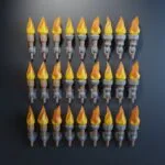 Muurfakkels in papercraft, weergave 3