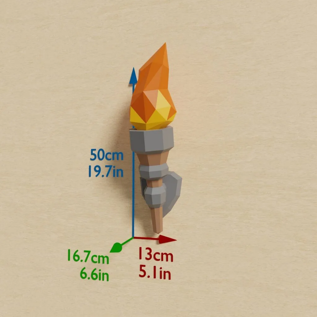 Muurfakkels in papercraft, weergave 2