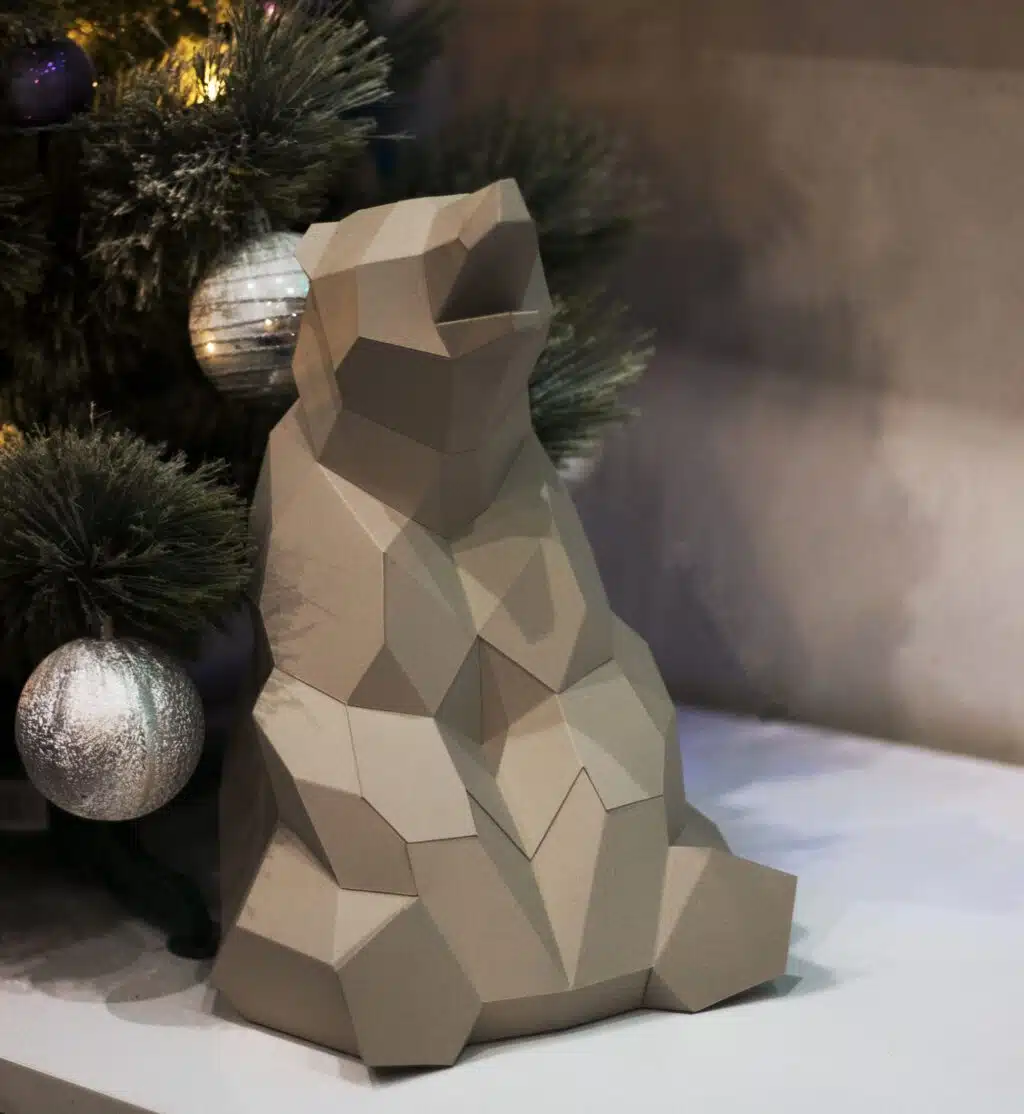 Zittende teddybeer in 3D-papercraft, 3D-model