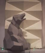 Papercraft kleiner sitzender Bär in 3D Origami