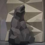 Papercraft kleiner sitzender Bär in 3D Origami