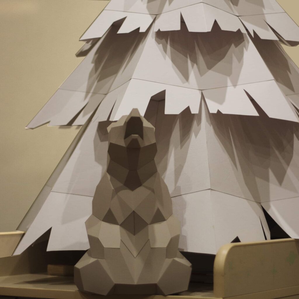 Papercraft d'ours assis en origami 3D