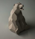 Pequeno urso sentado em papercraft 3D