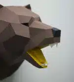 Tête de trophée ours en papercraft 3D
