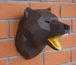 Tête de trophée ours en papercraft 3D