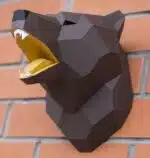 Tête de trophée ours en papercraft 3D