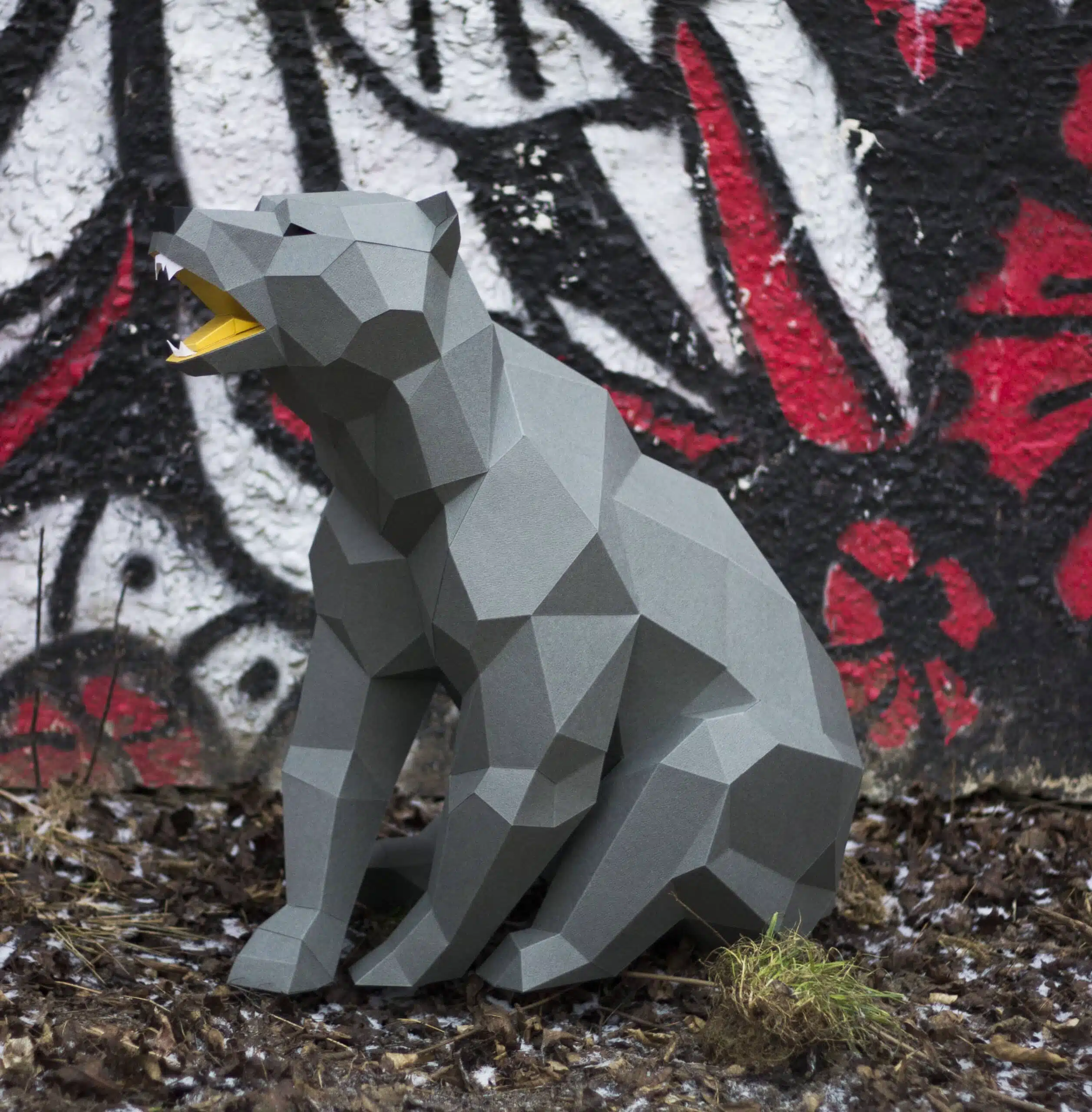 Brullende papieren beer in 3D-origami, weergave 9