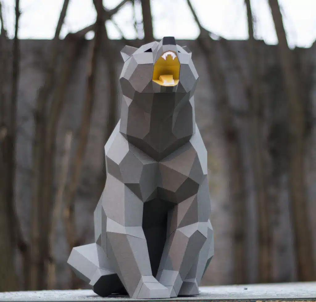Brullende papieren beer in 3D-origami, 3D-model