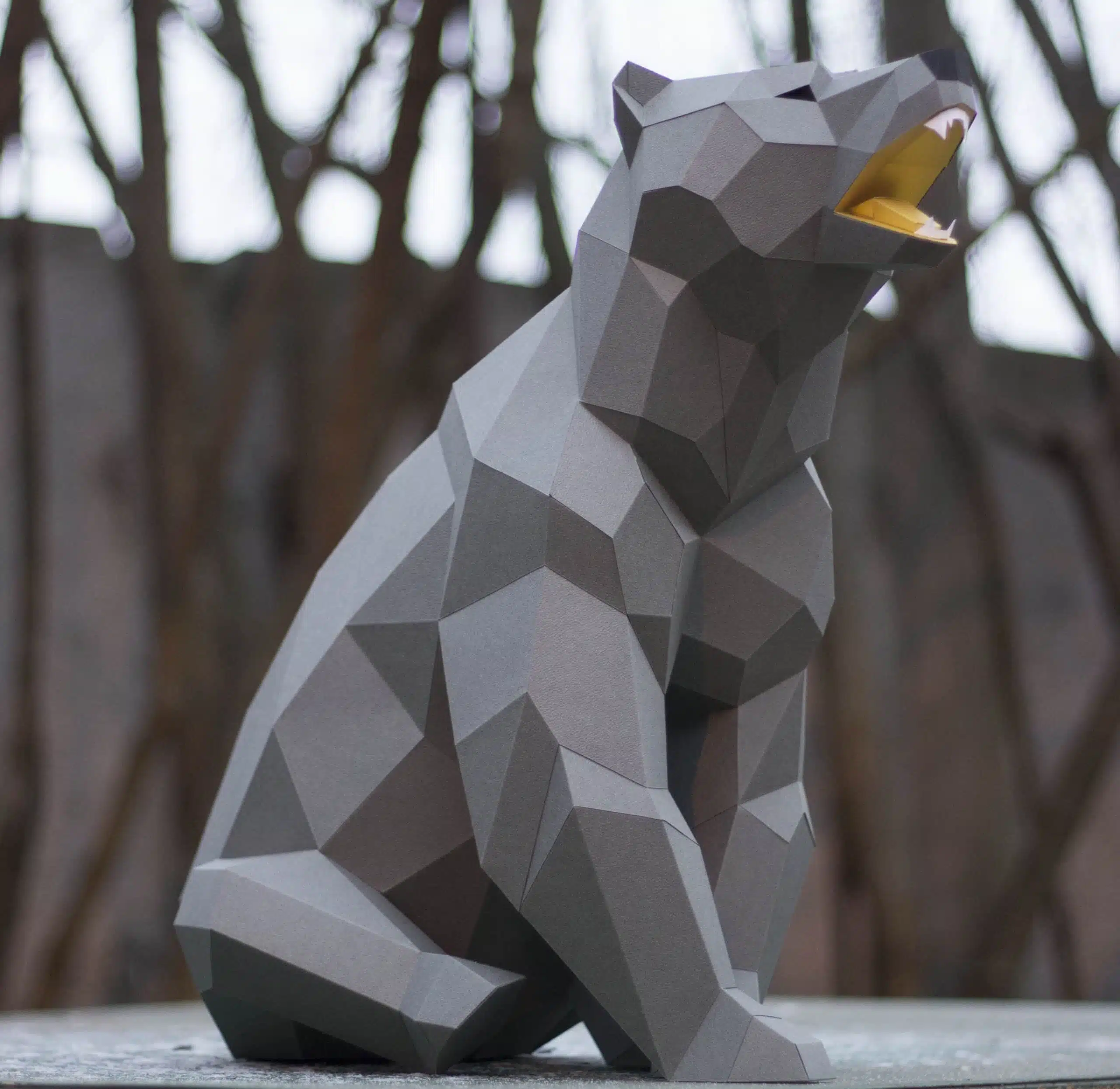 Brullende papieren beer in 3D-origami, weergave 6