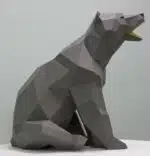 Brullende papieren beer in 3D-origami, weergave 2