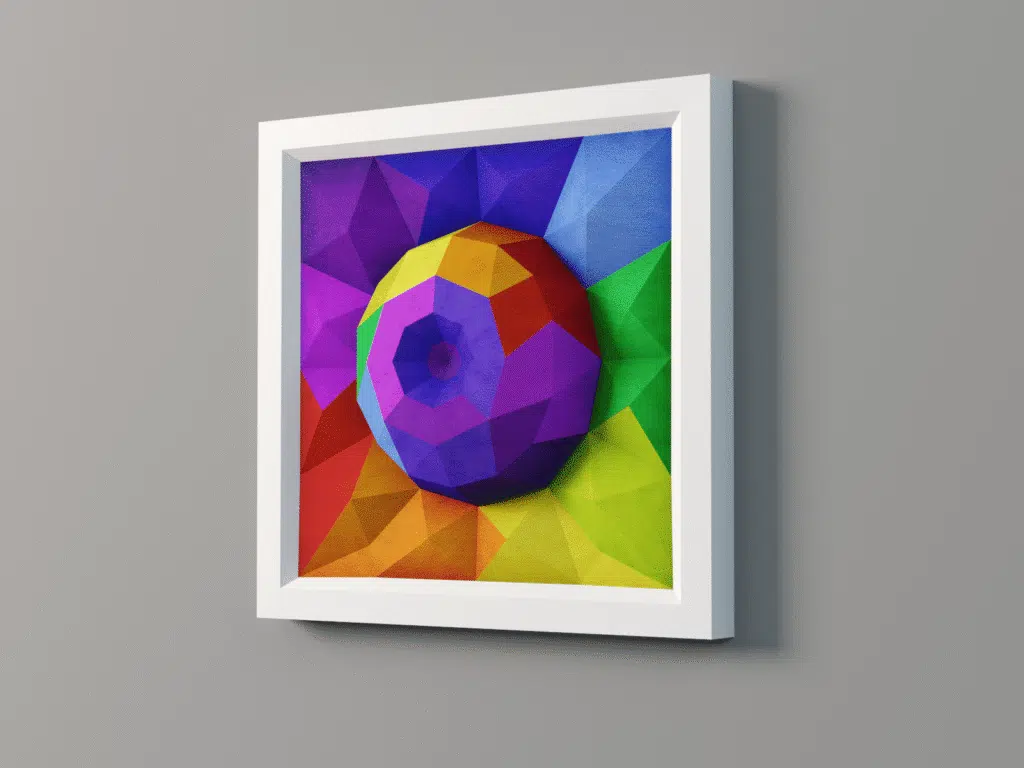 Muurkunstwerk in papercraft 3D, weergave 3