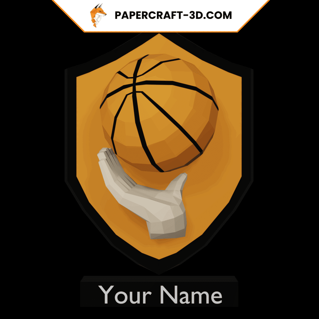 Papercraft di pallone da basket murale in origami 3D