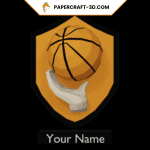 Papercraft di pallone da basket murale in origami 3D