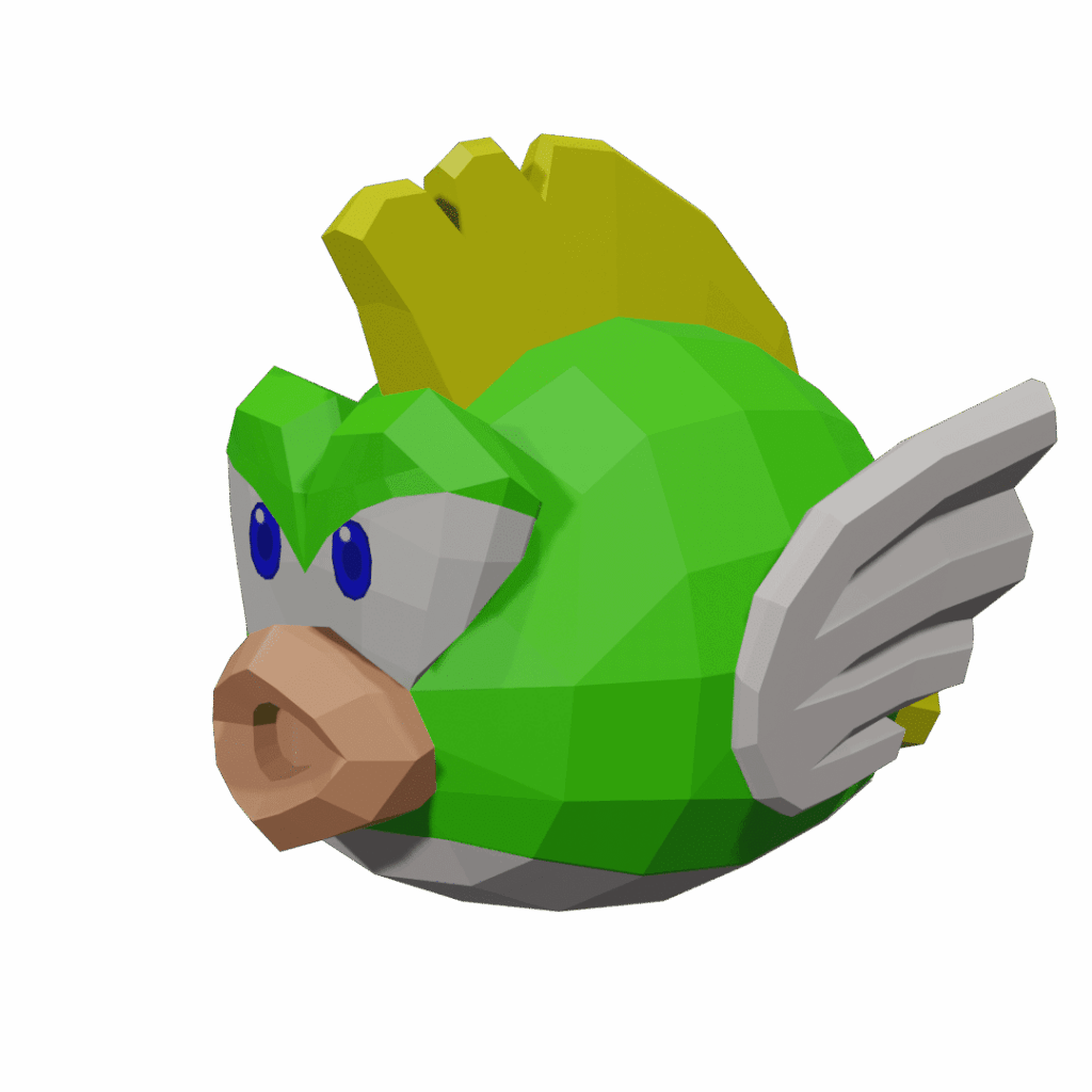 Papercraft de Cheep Cheep vert en origami 3D