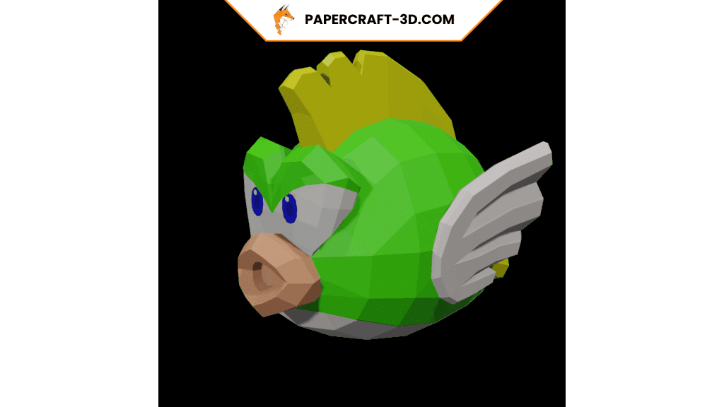 Papercraft de Cheep Cheep verde em origami 3D