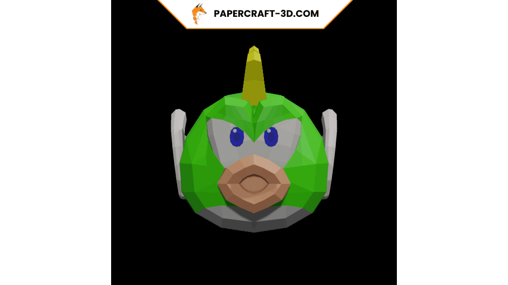 Papercraft de Cheep Cheep verde em origami 3D