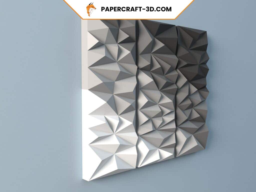 Papercraft geometric 3D origami triptych