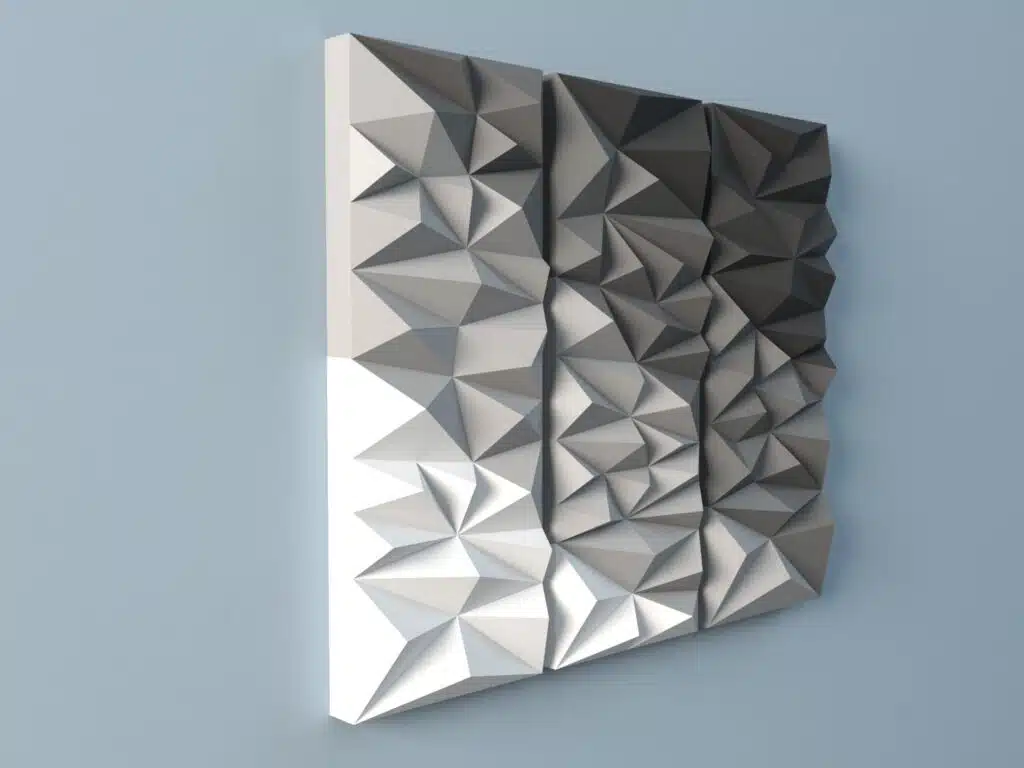 Pannello murale geometrico in papercraft 3D, dettaglio