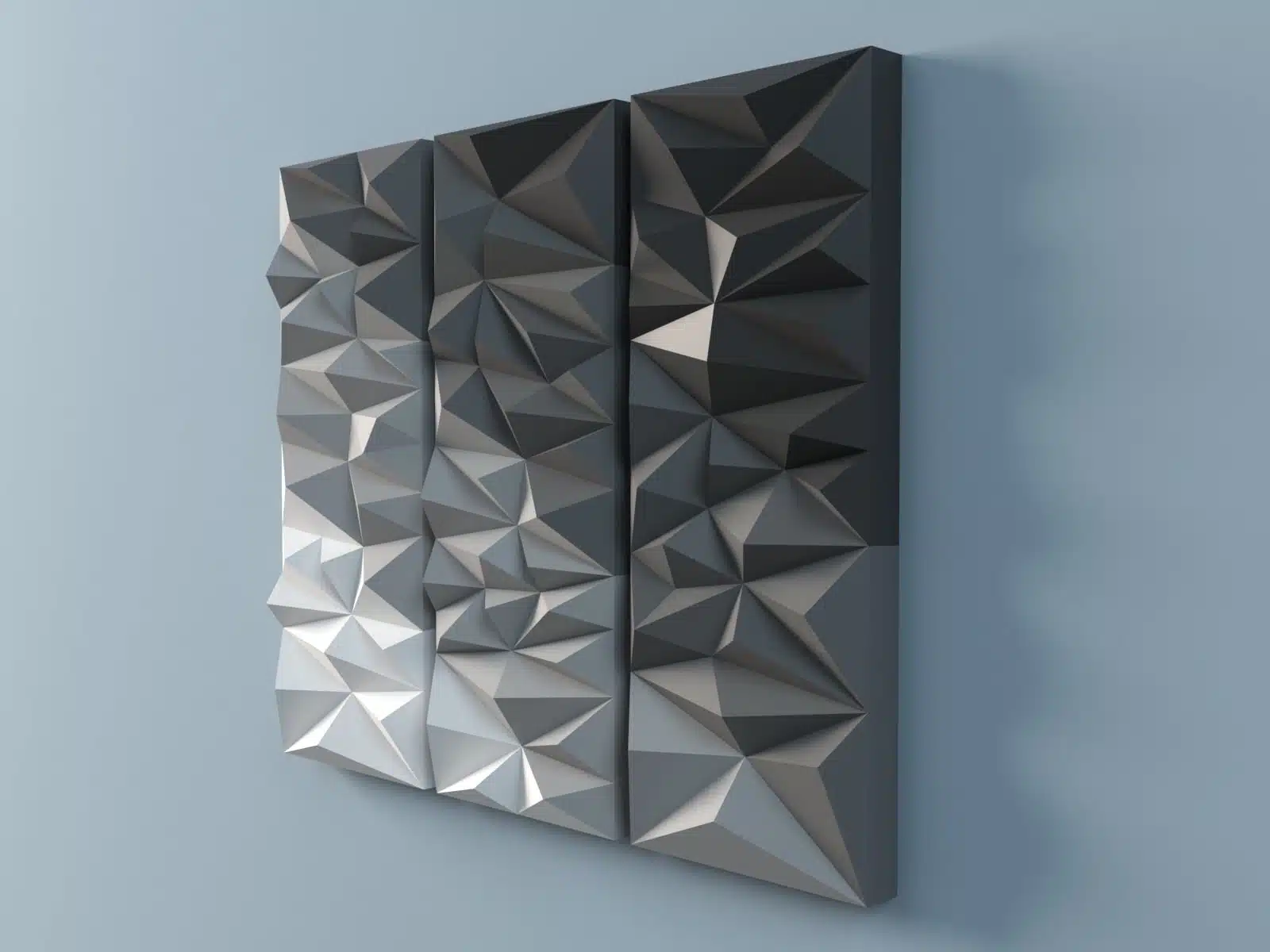 Pannello murale geometrico in papercraft 3D, vista posteriore