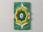 Muurpaneel geometrische ster geel-groen 3D papercraft, weergave 3