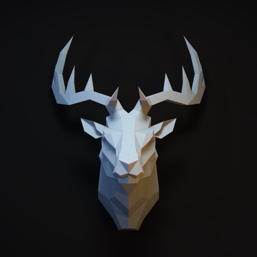 Tête de cerf en papercraft 3D
