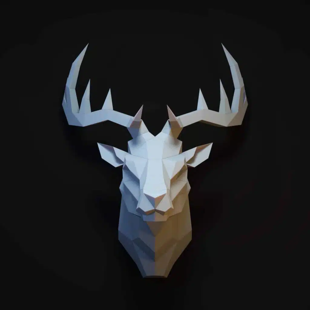 Cabeça de cervo amarela em papercraft 3D