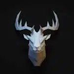 Cabeça de cervo amarela em papercraft 3D