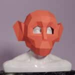 Papercraft de macaco máscara de Halloween em origami 3D