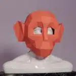 Masker aap 3D papercraft Halloween, weergave 6