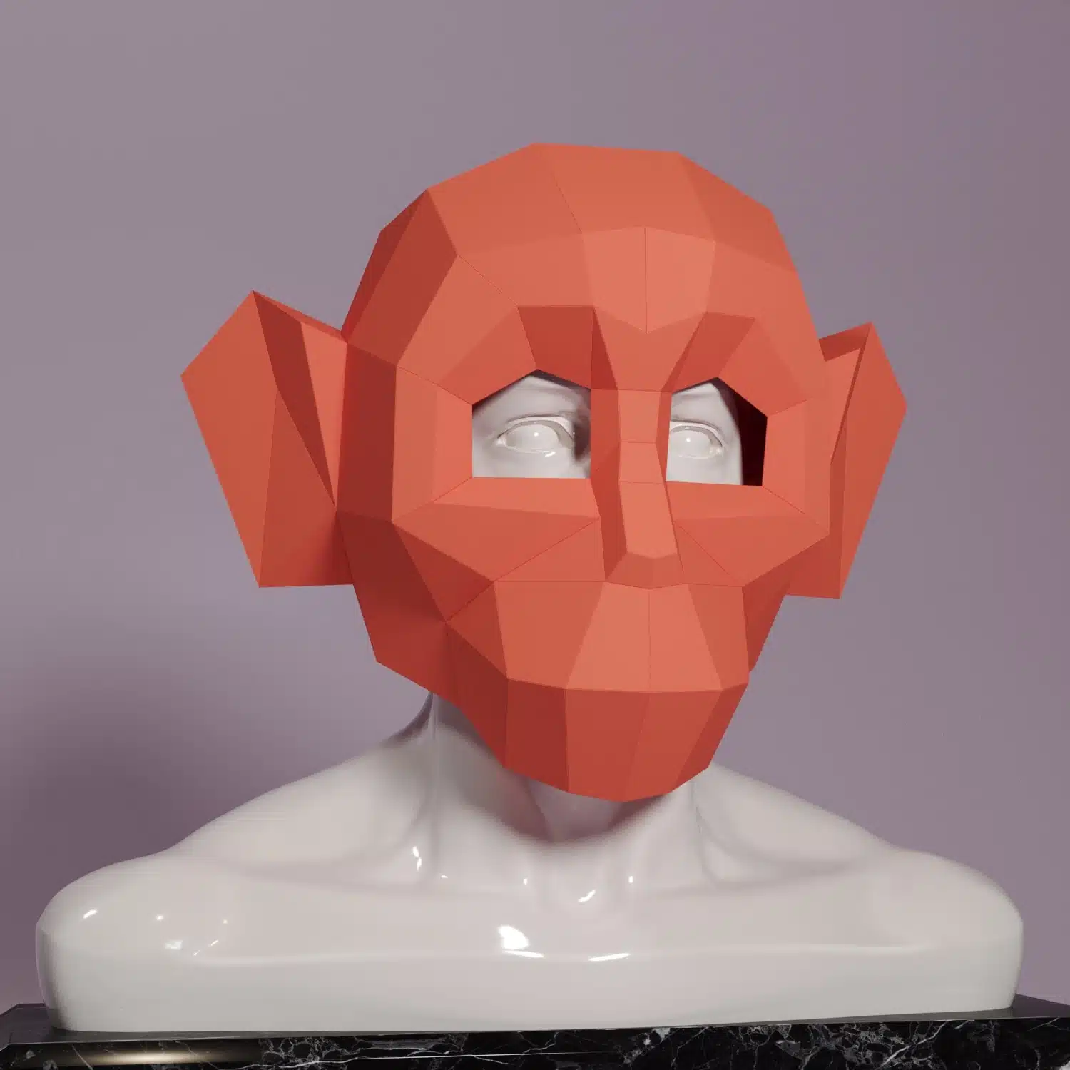 Masker aap 3D papercraft Halloween, weergave 6