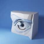 Papercraft of left and right eyes in 3D origami