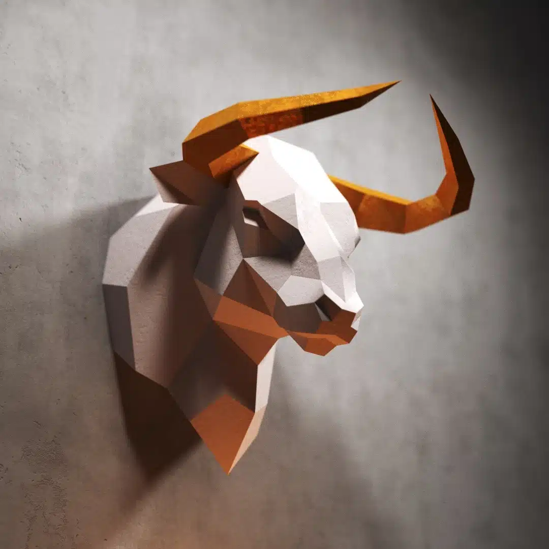 Stierenkop in 3D papercraft, weergave 10