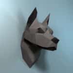 Tête de doberman en papercraft 3D