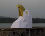 Papercraft eagle head in 3D origami