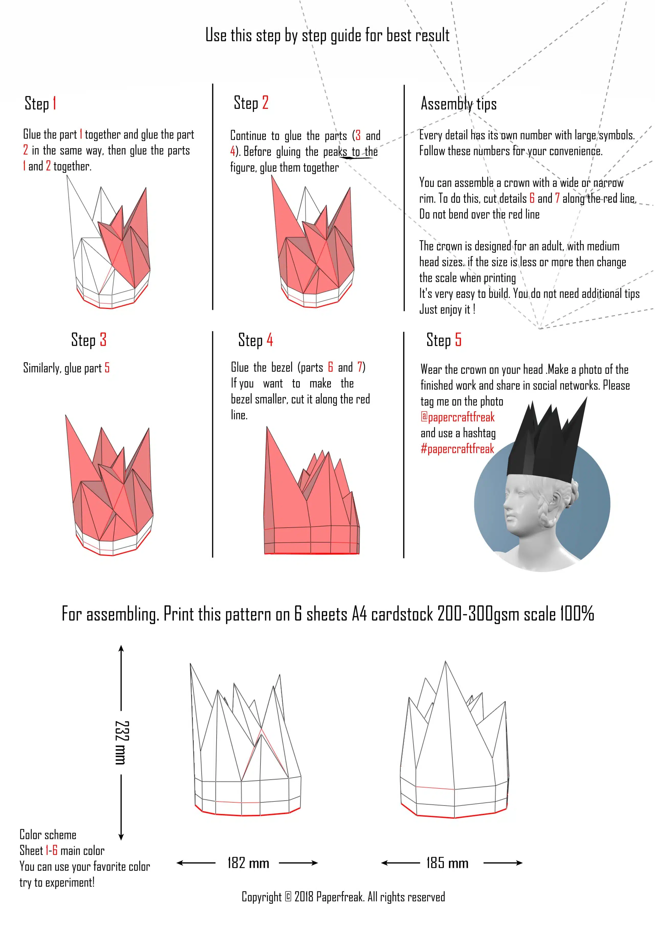 Halloween kroon in papercraft 3D, weergave 10