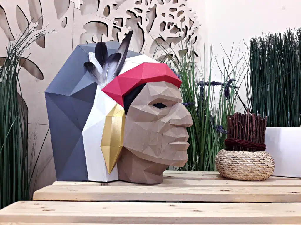3D Papercraft Indiaans stamhoofd, weergave 2