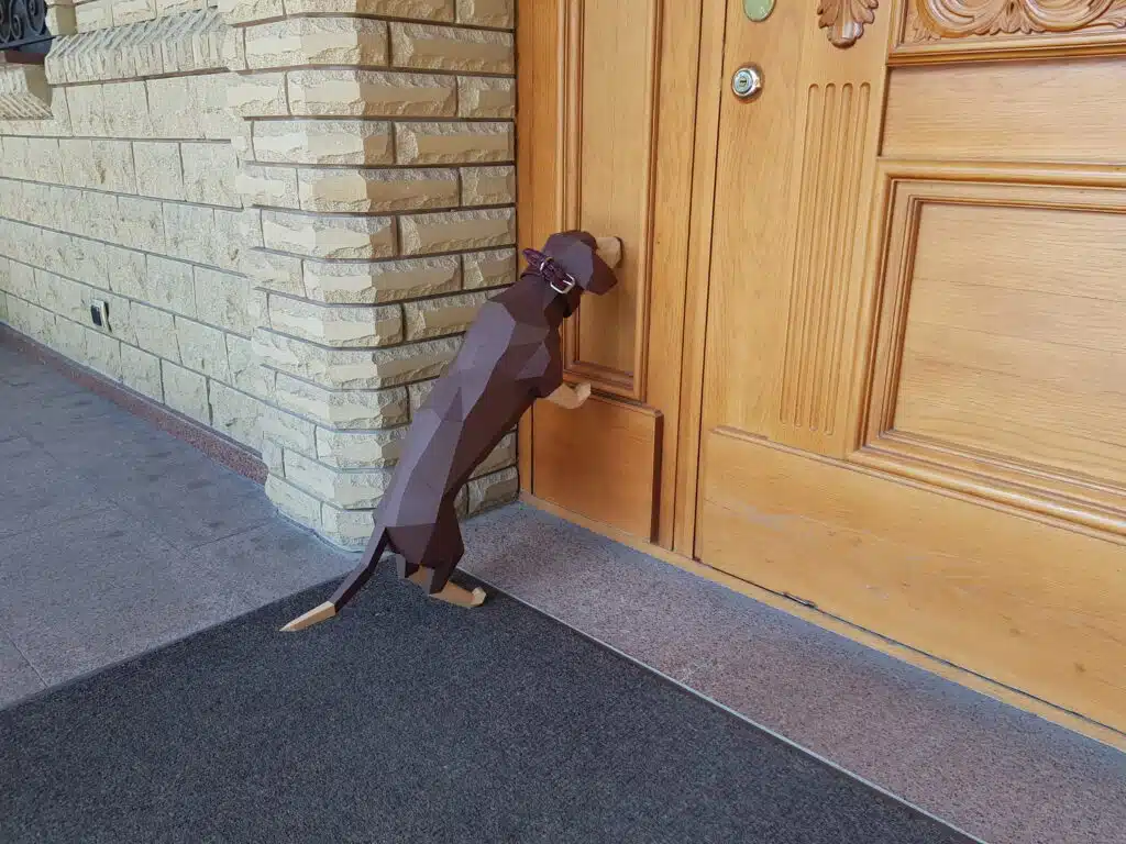 Papercraft of dachshund in 3D origami