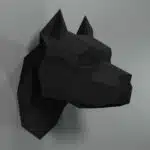 Kop van pitbull in papercraft 3D, weergave 5