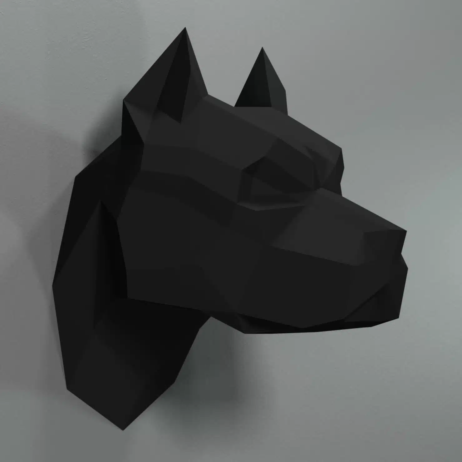 Kop van pitbull in papercraft 3D, weergave 5