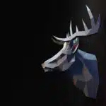 Cabeça de cervo amarela em papercraft 3D