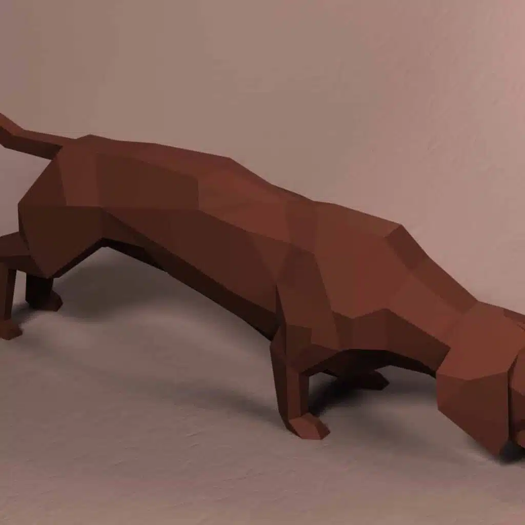 Papercraft of dachshund in 3D origami Papercraft of dachshund in 3D origami