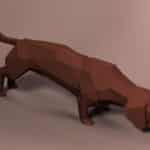 Papercraft of dachshund in 3D origami