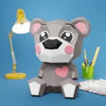 Papercraft di orso cartoon in origami 3D
