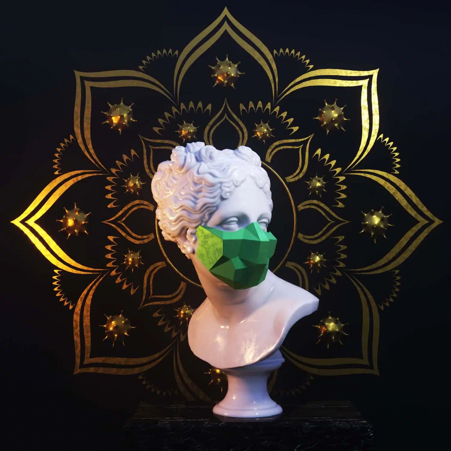 Polygonal 3D Papercraft Halloween Mask, side view
