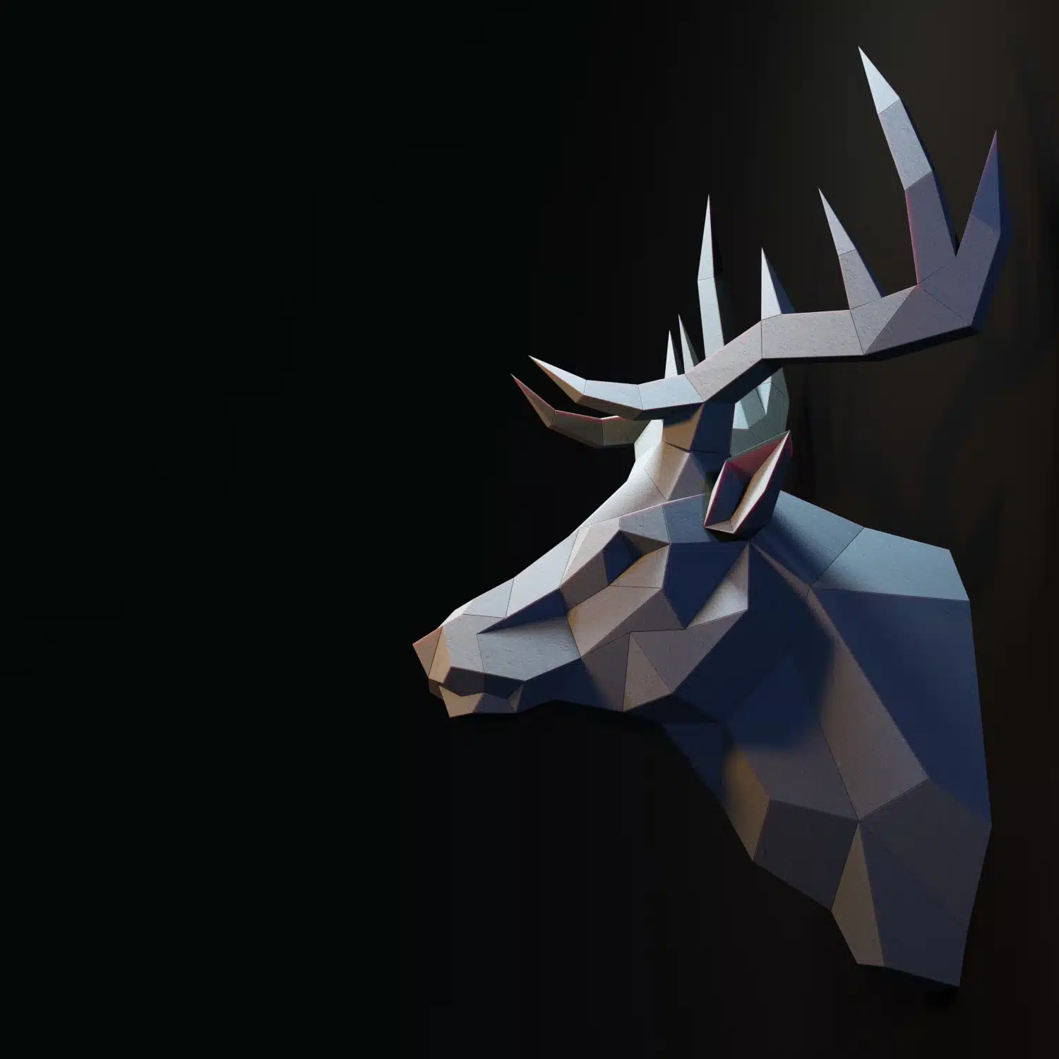 Cabeça de cervo em papercraft 3D, modelo 3D