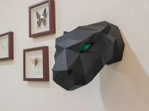 Papercraft tête de panthère murale en origami 3D