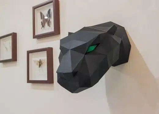 Papercraft pantherkop muurdecoratie in 3D origami, 3D-model