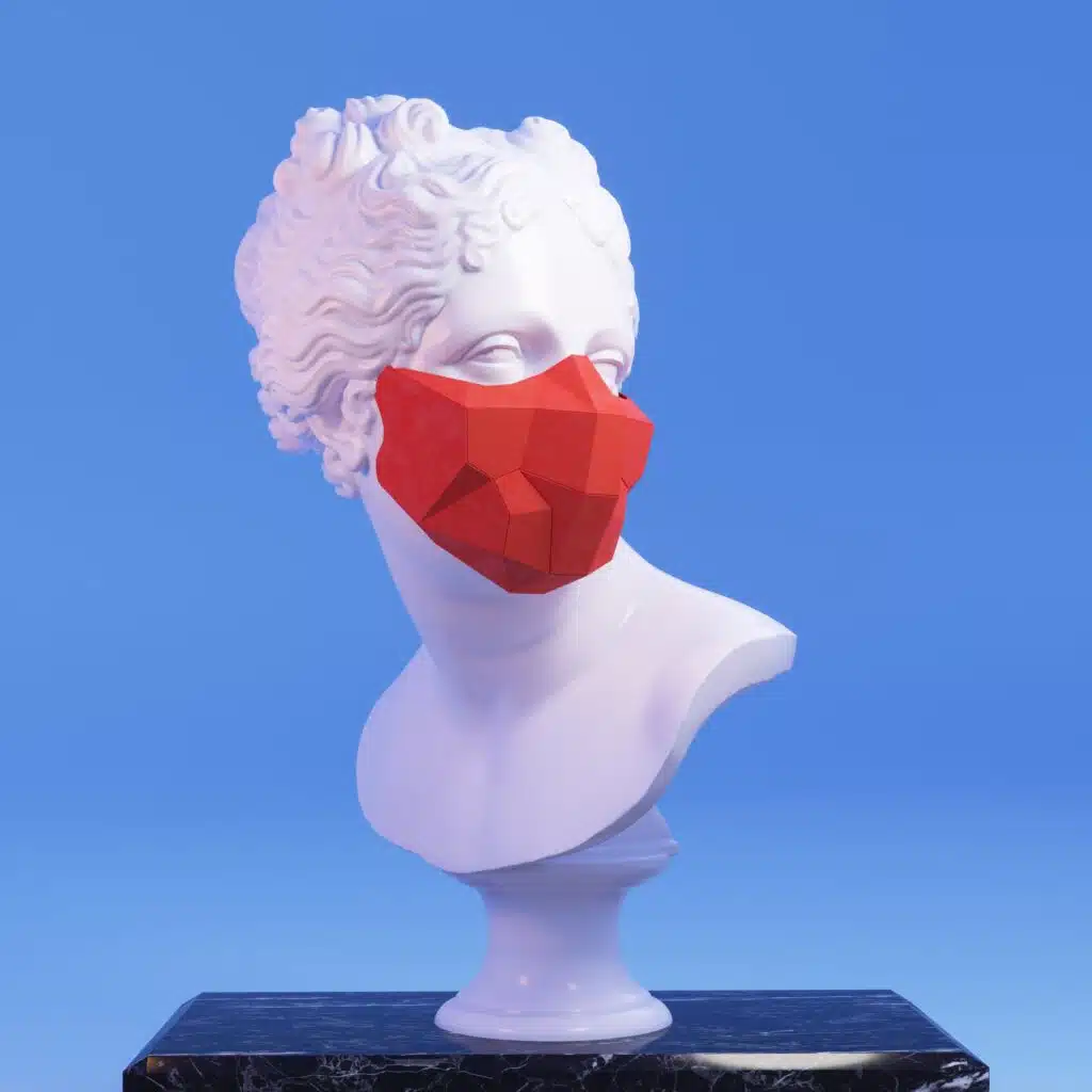 Papercraft de máscara poligonal para Halloween em origami 3D