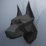 Tête de doberman en papercraft 3D
