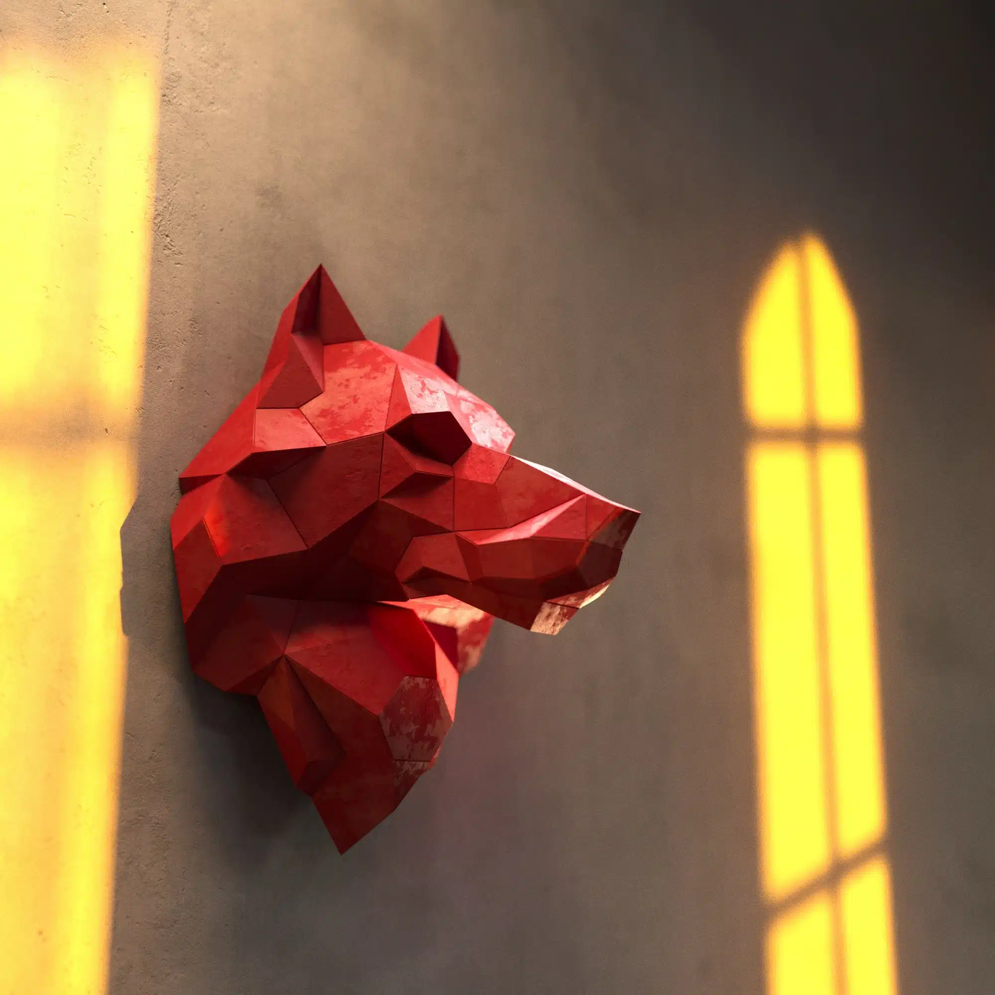 Cabeça de lobo em papercraft 3D – detalhe